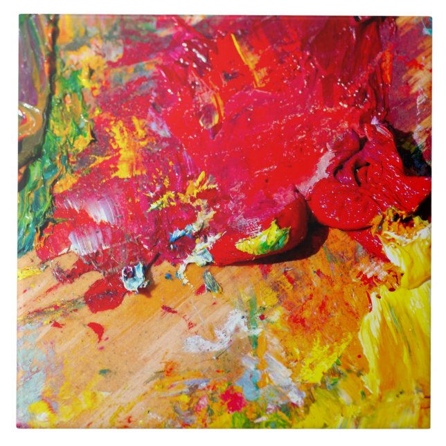 Carreau Abstrait De Palette Artiste Colorée (Devant)