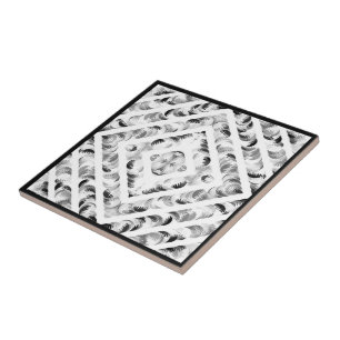 Carreau Abstrait Eyelashes Noir Et Gris Brushstrokies Art