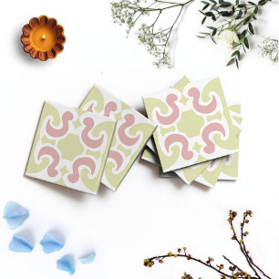 Carreau Abstrait Flamant Rose de Milieu de Siècle