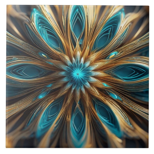Carreau Abstrait floral bleu et blonde 3 jours (Devant)