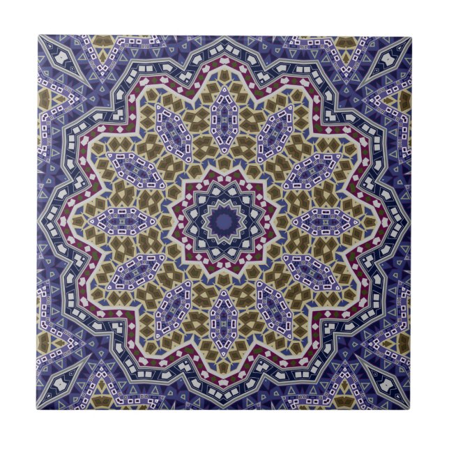 Carreau Abstrait folk mandala ethno traditionnel ornementa (Devant)