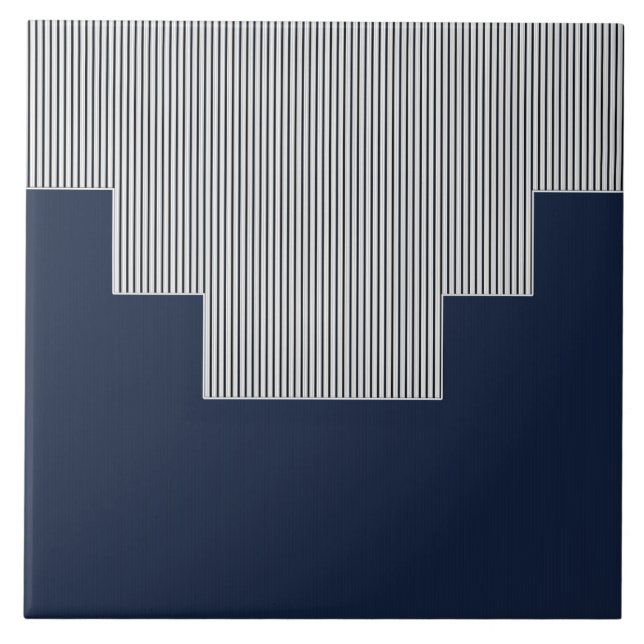 Carreau Abstrait, géométrique, lignes verticales, bleu mar (Devant)