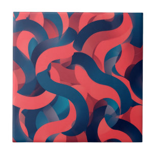 Carreau abstrait géométrique moderne Corail et Bleu