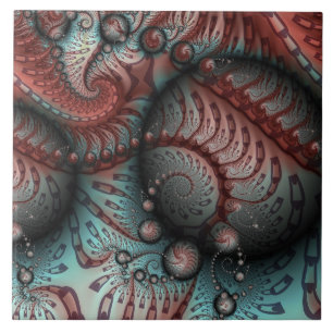 Carreau Abstrait Imaginaire dynamique Fractal Art Brown Bl