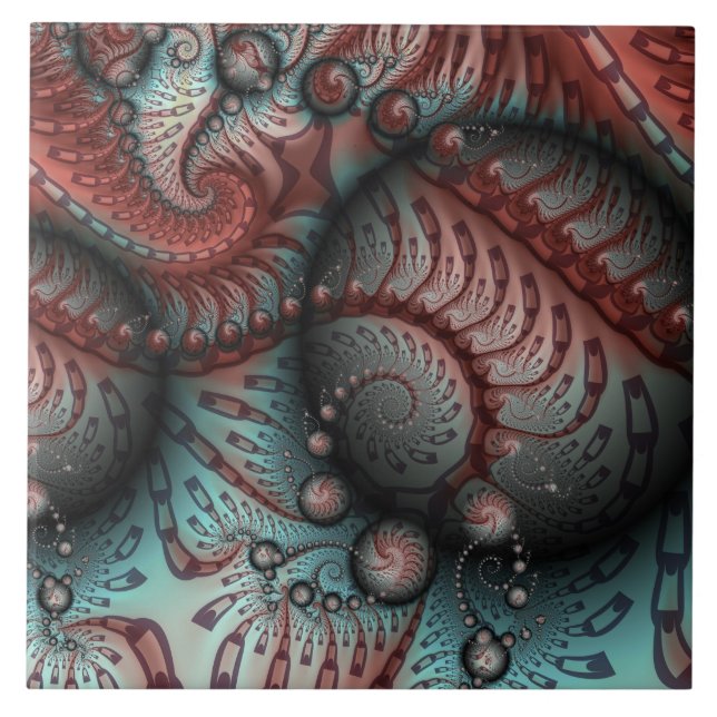 Carreau Abstrait Imaginaire dynamique Fractal Art Brown Bl (Devant)