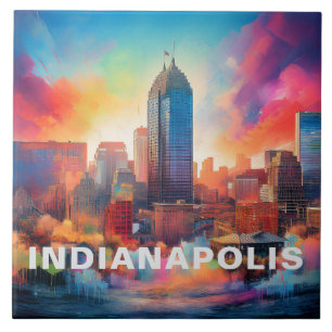 Carreau Abstrait Indianapolis Skyline Art moderne