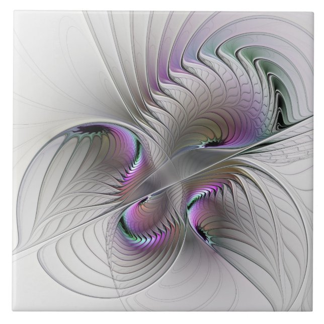 Carreau Abstrait moderne Shy Imaginaire Figure Fractal Art (Devant)