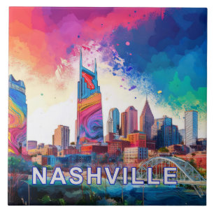 Carreau Abstrait Nashville Skyline Art moderne Cityscape