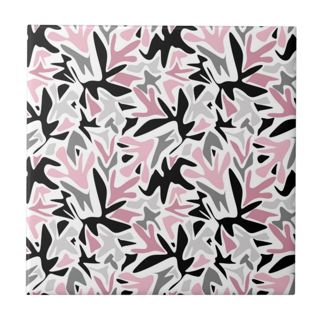 Carreau Abstrait, Noir et Rose, Jeune, Throw Pill moderne (Devant)