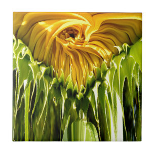 Carreau Abstrait tournesol rétro funky, géométrie effrayée