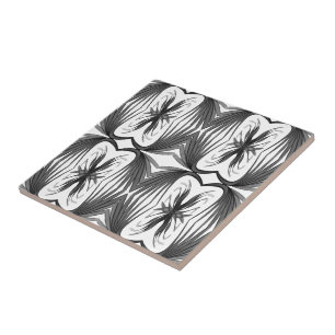 Carreau Abstraits Noirs Et Gris En Miroir Feuilles