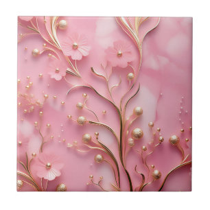 Carreau Accents or en marbre rose élégant