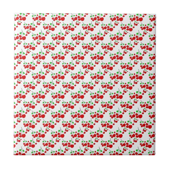 Carreau Accessoires motifs cerise rouge - cerises de LeahG (Devant)