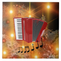 Accordéon rouge sur Arrière - plan or