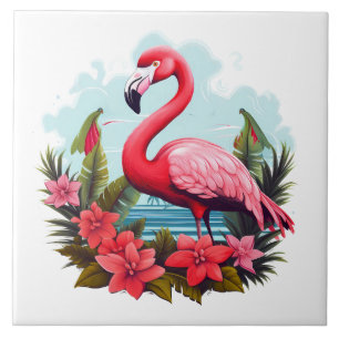 Carreau accueil plage rose flamingo amateurs artisanat