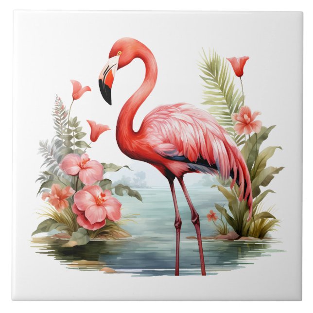 Carreau accueil plage rose flamingo amateurs artisanat (Devant)