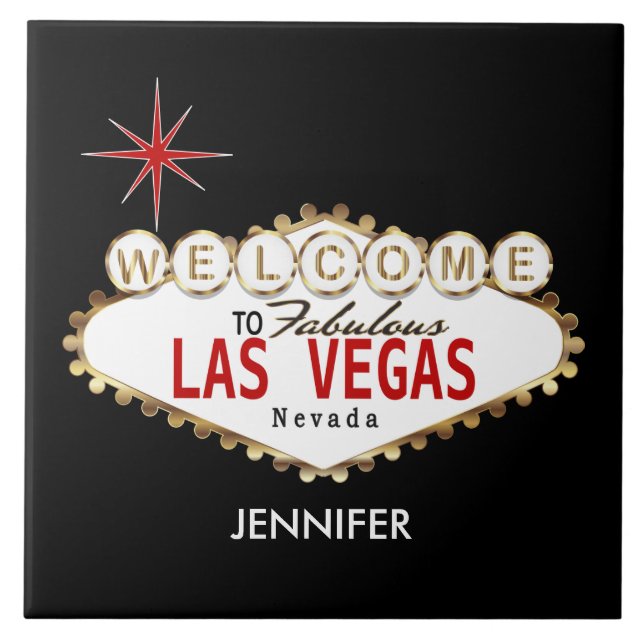 Carreau Accueil vers Las Vegas - rouge et or (Devant)