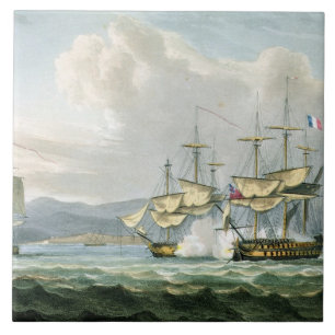 Carreau Action de frégate dans des routes de Vizagapatam,