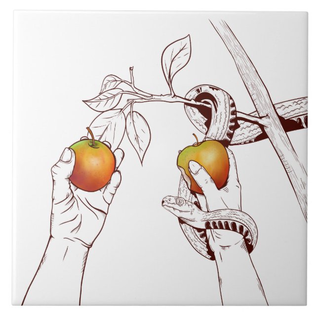 Carreau Adam et Eve avec le serpent (Devant)