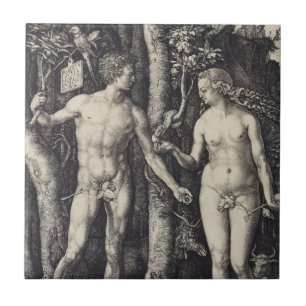 Carreau Adam et gravure d'Ève par Albrecht Durer