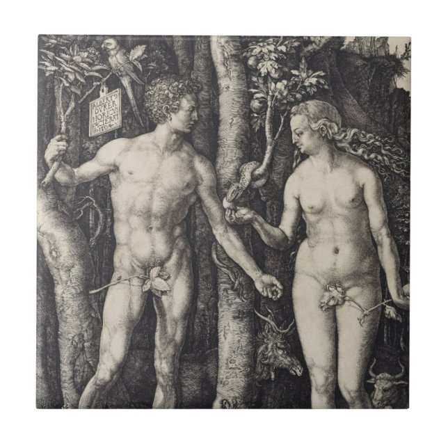 Carreau Adam et gravure d'Ève par Albrecht Durer (Devant)