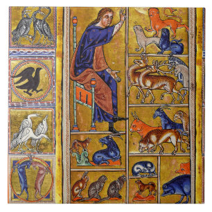 CARREAU ADAM NAMMER ANIMAUX, BESTIAIRE MÉDIÉVAL, CERFS, LI