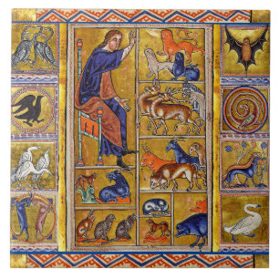 CARREAU ADAM NAMMER ANIMAUX, BESTIAIRE MÉDIÉVAL, CERFS, LI