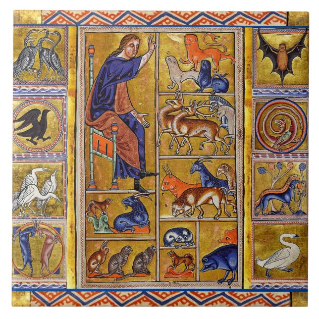 CARREAU ADAM NAMMER ANIMAUX, BESTIAIRE MÉDIÉVAL, CERFS, LI (Devant)