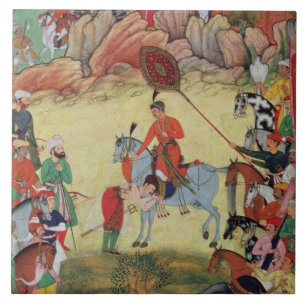 Carreau Adham Khan rendant hommage à Akbar chez Sarangpur,