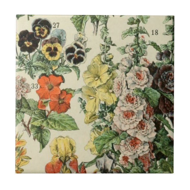 Carreau Adolph Millot Détails de la flore botanique (Devant)