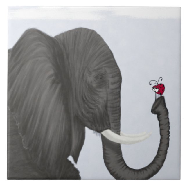 Carreau Adorable éléphant et mignonne coccinelle (Devant)