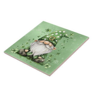 Carreau Adorable Green St. Patrick's Day Gnomes