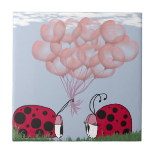 Carreau Adorable Ladybug Avec Joli Bouquet De Balloon Rose