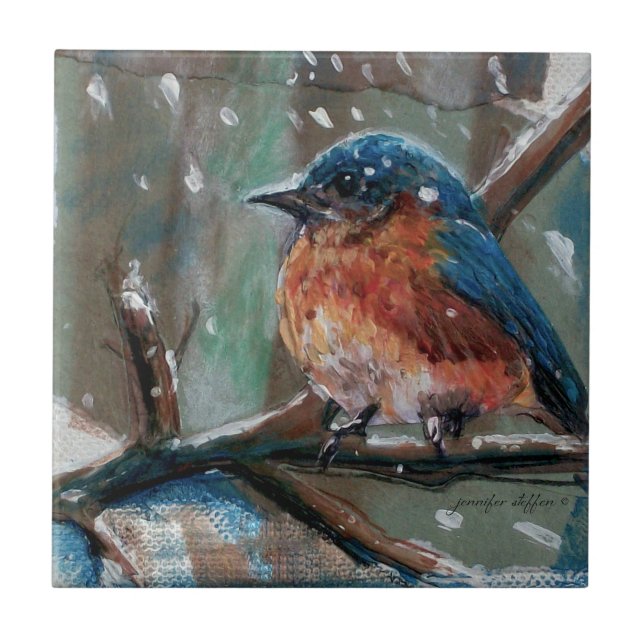 Carreau Adorable Petit Oiseau bleu de l'Est Chant Petit Oi (Devant)