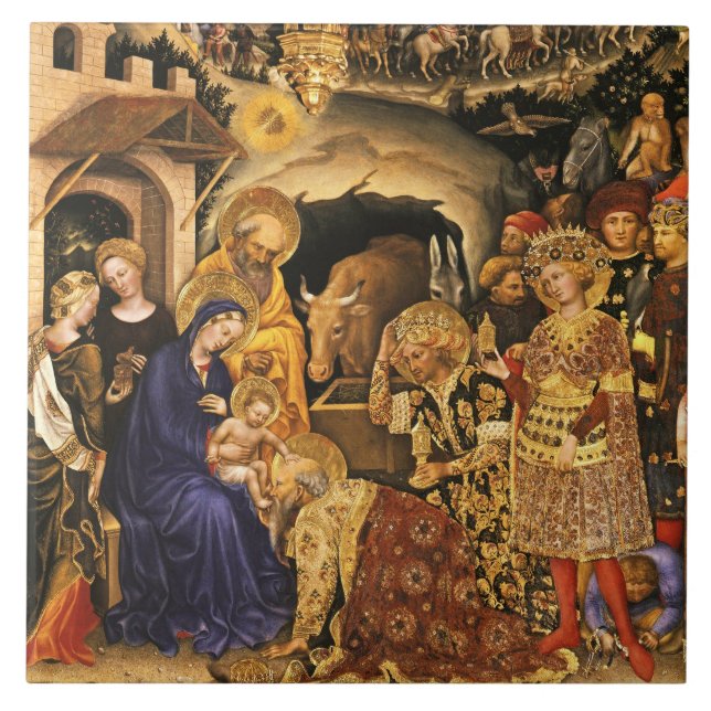 Carreau ADORATION DE MAGI Gentile Da Fabriano, Nativité (Devant)
