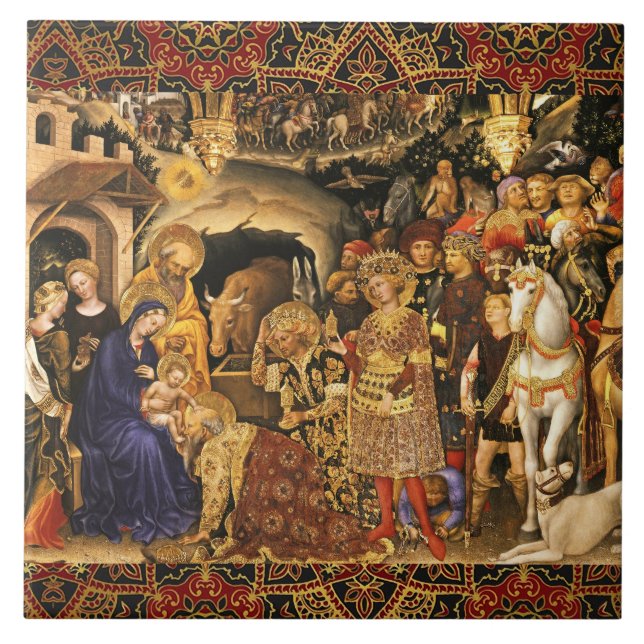 Carreau ADORATION DE MAGI Gentile Da Fabriano, Noël (Devant)