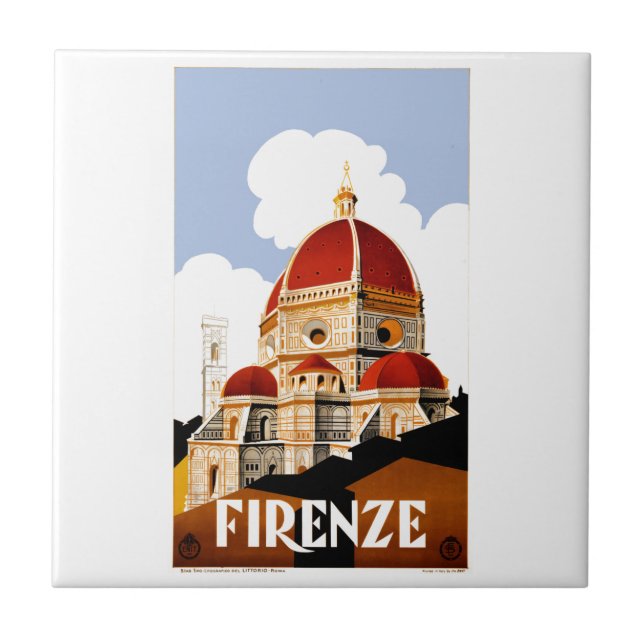 Carreau Affiche 1930 de voyage de Florence Italie (Devant)