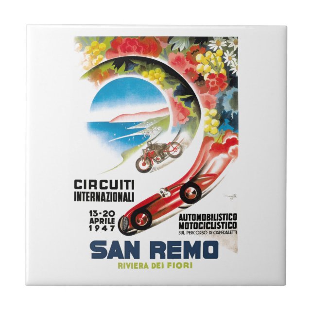 Carreau Affiche 1947 de course de San Remo Grand prix (Devant)