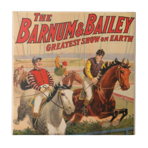 Carreau Affiche De Cirque De Jockeys Sur Les Chevaux Qui S