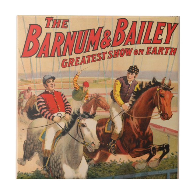 Carreau Affiche De Cirque De Jockeys Sur Les Chevaux Qui S (Devant)
