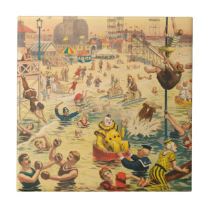 Carreau Affiche De Cirque Des Gens En Costumes Se Produisa