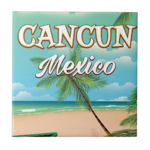 Carreau Affiche de plage de Cancun au Mexique