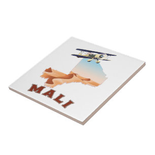 Carreau Affiche de voyage de carte vintage du Mali