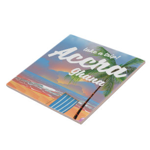 Carreau Affiche de voyage de la plage d'Accra Ghana