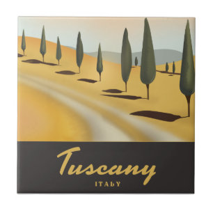 Carreau Affiche de voyage de style vintage Toscane Italie