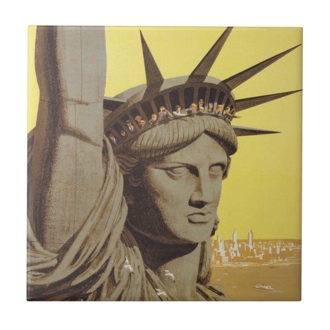 Carreau Affiche De Voyage Pour New York, United Air Lines (Devant)