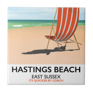 Carreau Affiche de voyage vintage de Hastings Beach, East