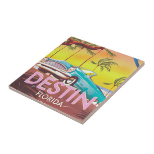 Carreau Affiche de voyage vintage Destin Floride États-Uni