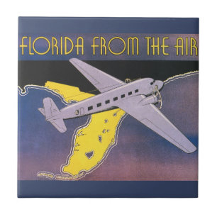 Carreau Affiche de voyage vintage, Floride vue du ciel en 