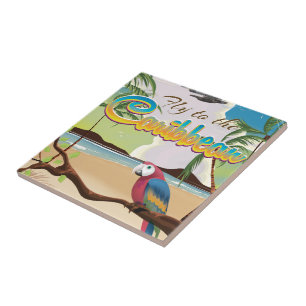 Carreau affiche de voyage Vintage rétro de l'île des Caraï